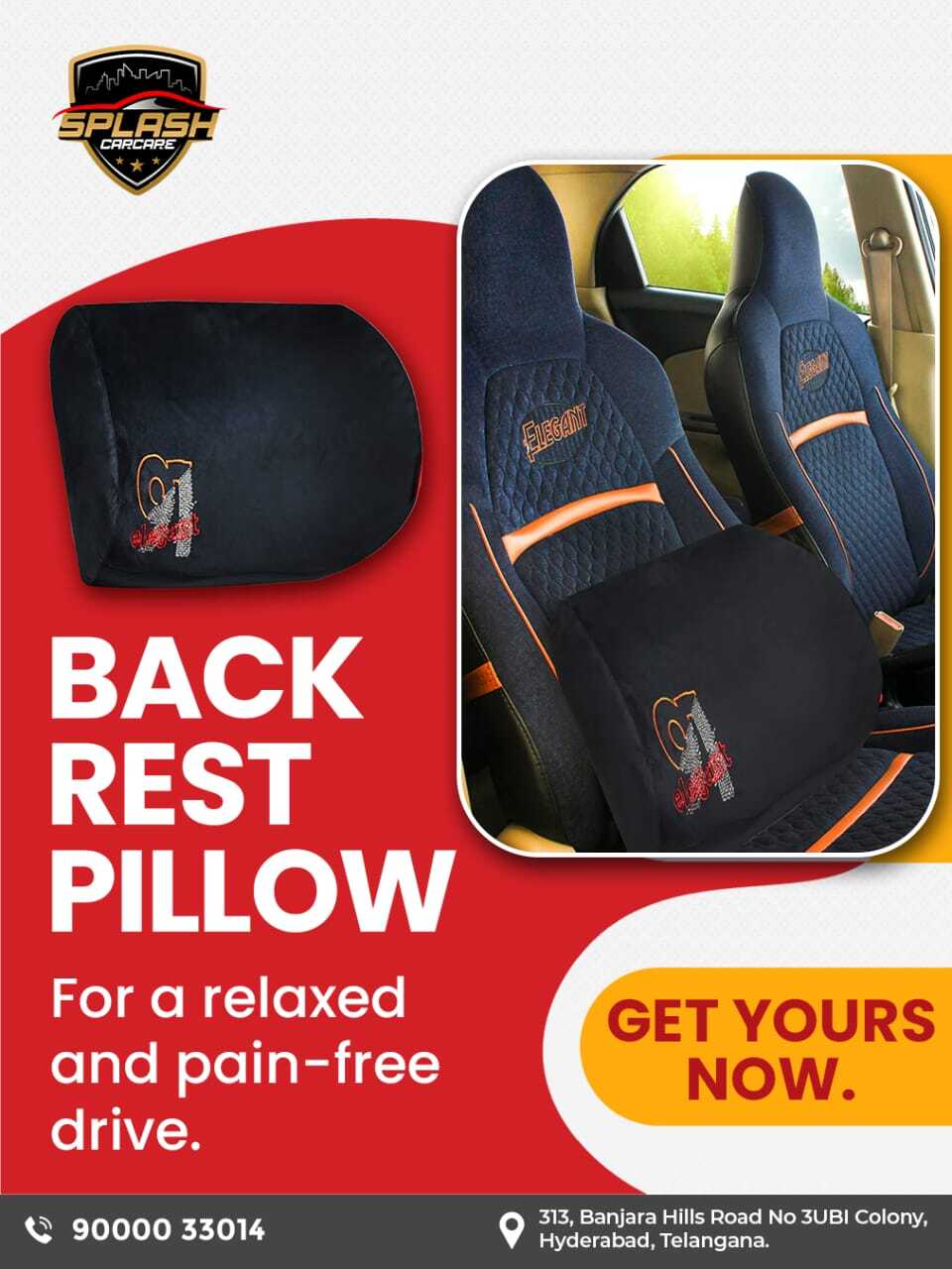 Comfort matters just as much as style when it comes to your drive. At Splash CarCare, our back rest pillows are designed to give your back the support it deserves, making every journey relaxed and strain-free. Call or visit us today.Visit us at:
313, Banjara Hills Road No 3UBI Colony, Hyderabad, Telangana - 500034
Call: +91 9000033014 | +91 8790513636
www.splashcarcare.in[car back rest pillow, car seat lumbar support, comfortable car accessories, ergonomic car back support, long drive comfort accessories, premium car interior accessories, car comfort solutions, Splash CarCare Banjara Hills, car accessories Hyderabad]
.
.
.
#SplashCarCare #CarComfort #BackRestPillow #DriveInComfort #PremiumCarAccessories
#BanjaraHills #HyderabadCars #sm4dm