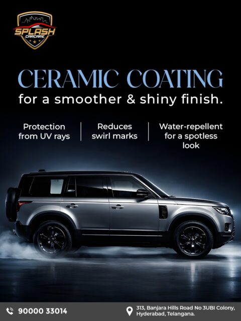 A shine you can see. A smoothness you can feel. At Splash Car Care, our ceramic coating is designed to give your car a deep, mirror-like gloss while protecting the paint from everyday wear. Call or visit us today.Visit us at:
313, Banjara Hills Road No 3UBI Colony, Hyderabad, Telangana - 500034
Call: +91 9000033014 | +91 8790513636
www.splashcarcare.in[ceramic coating services, mirror gloss car finish, car paint protection, long lasting ceramic coating, scratch resistant coating, premium car detailing, luxury car care studio, car detailing Hyderabad, Splash Car Care Banjara Hills].
.
.
#SplashCarCare #CeramicCoating #MirrorGloss #PaintProtection #LuxuryCarCare
#CarDetailingHyderabad #BanjaraHills #sm4dm