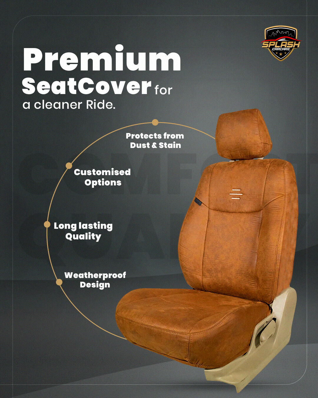 Upgrade your car’s interior with premium seat covers designed for comfort, durability, and style. Enjoy a cleaner ride with protection from dust, stains, and weather while adding a touch of luxury to every drive.[car seat covers, premium seat cover, car interior protection, customised seat covers, automotive accessories]
.
.
.
#SplashCarCare #CarSeatCovers #CarInteriorUpgrade  #PremiumCarCare #elegantseatcover