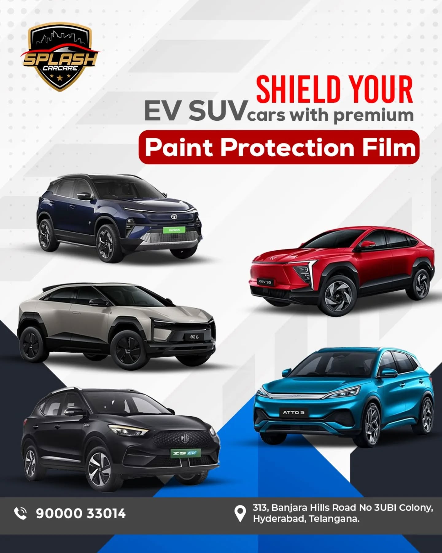 Shield your SUV & EV with premium Paint Protection Film from Splash Car Care. Protect your car from scratches, stains, and daily wear while enhancing its shine and finish. Drive with confidence and keep your vehicle looking brand new. Visit us today![paint protection film for SUV, EV car PPF coating, car scratch protection film, auto detailing services Hyderabad, premium car protection solutions]
.
.
.
#SplashCarCare #PaintProtectionFilm #PPFIndia #CarProtection #SUVCare EVCarCare AutoDetailing CarCareHyderabad LuxuryCarCare ShineAndProtect