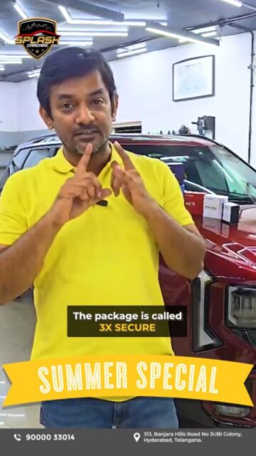 At Splash carcare we have a summer special offer and the package is called 3X secure. Visit us today to know more about the offer. Hurry, limited slot available.Visit us at:
313, Banjara Hills Road No 3UBI Colony, Hyderabad, Telangana - 500034
Call: +91 9000033014 | +91 8790513636
www.splashcarcare.in[summer car care offer, car detailing Hyderabad, premium car care services, auto detailing packages, car protection services]
.
.
.
#ceramiccoating #graphenecoating #cardetailing #hyderabadcars #ppf #carcareindia  #hyderabaddiaries #mirrorfinish #banjarahills