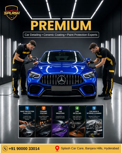 🚗 Your Car Deserves Premium Care. Give It the Protection It Deserves. ✨At SPLASH CARCARE, we don't just clean cars—we restore, protect, and enhance them with premium detailing solutions.✅ Paint Protection Film (PPF)
✅ Ceramic Coating
✅ Car Wrapping
✅ Professional Car Detailing
✅ Car Wash & Interior CleaningFrom a mirror-like shine to long-lasting paint protection, our experts ensure your vehicle looks showroom-fresh every day.📍 Splash Car Care, Banjara Hills, Hyderabad
📞 +91 90000 33014Book your appointment today and experience premium car care that lasts.
.
.
.
.
.
#splashcarcare #ceramiccoating #paintprotection #ᴛʀᴇɴᴅɪɴɢpost #virałpost(ceramic coating Hyderabad, car ceramic coating, paint protection coating, car detailing services, ceramic protect, car paint protection, premium car care, hydrophobic coating, SUV detailing, car shine protection, scratch resistance coating, dust protection for cars, rain protection coating, UV protection for car paint, luxury car detailing, best car spa Hyderabad, car maintenance services, professional car detailing, auto detailing Hyderabad, showroom finish car coating)