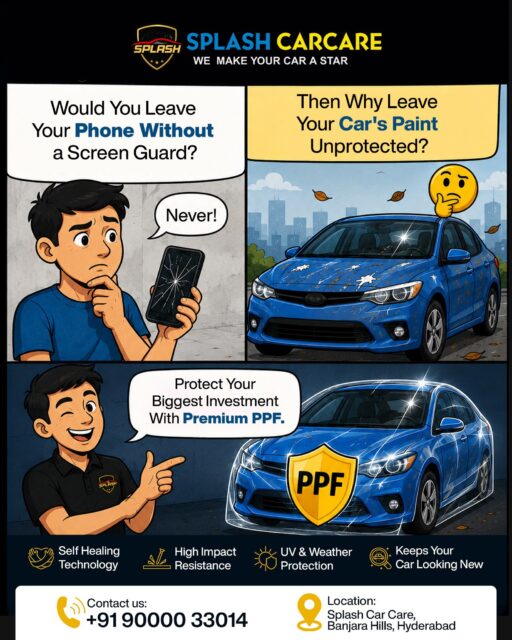 📱 You'd never use your phone without a screen guard...So why leave your car's paint unprotected? 🤔Your car is one of your biggest investments. Give it the same level of protection with Premium PPF and keep it safe from scratches, stone chips, UV damage, and everyday wear.💬 Would you protect your car with PPF?
👇 Tell us in the comments: YES or NO📍 Splash Car Care | Hyderabad
📞 +91 99492 52229
🌐 splashcarcare.in#SplashCarCare  #ppffilm  #painting  #carcare #CarProte