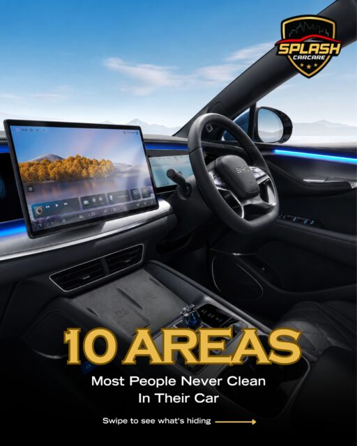 Out of sight, out of mind? 🫣 Think again!Swipe through to see the 10 areas most people completely forget to clean in their car. From your steering wheel to your seat rails, you'd be surprised by what's actually hiding in there.Don't have the time to deep clean these hidden spots? Let us handle it!📍 Splash Car Care, Banjara Hills, Hyderabad
📞 Call +91 90000 33014 to book your slotWhich area surprised you the most? 💬 Drop a 👇 in the comments.#CarDetailingHyderabad #CarCareTips #SplashCarCare #AutoDetailing #CleanCarCulture